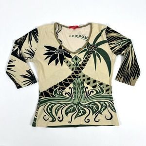 Cream and Green Jungle Top